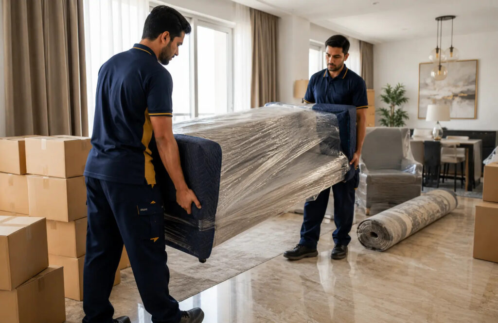 فريق الجوهرة لنقل العفش بالرياض أثناء نقل الأثاث